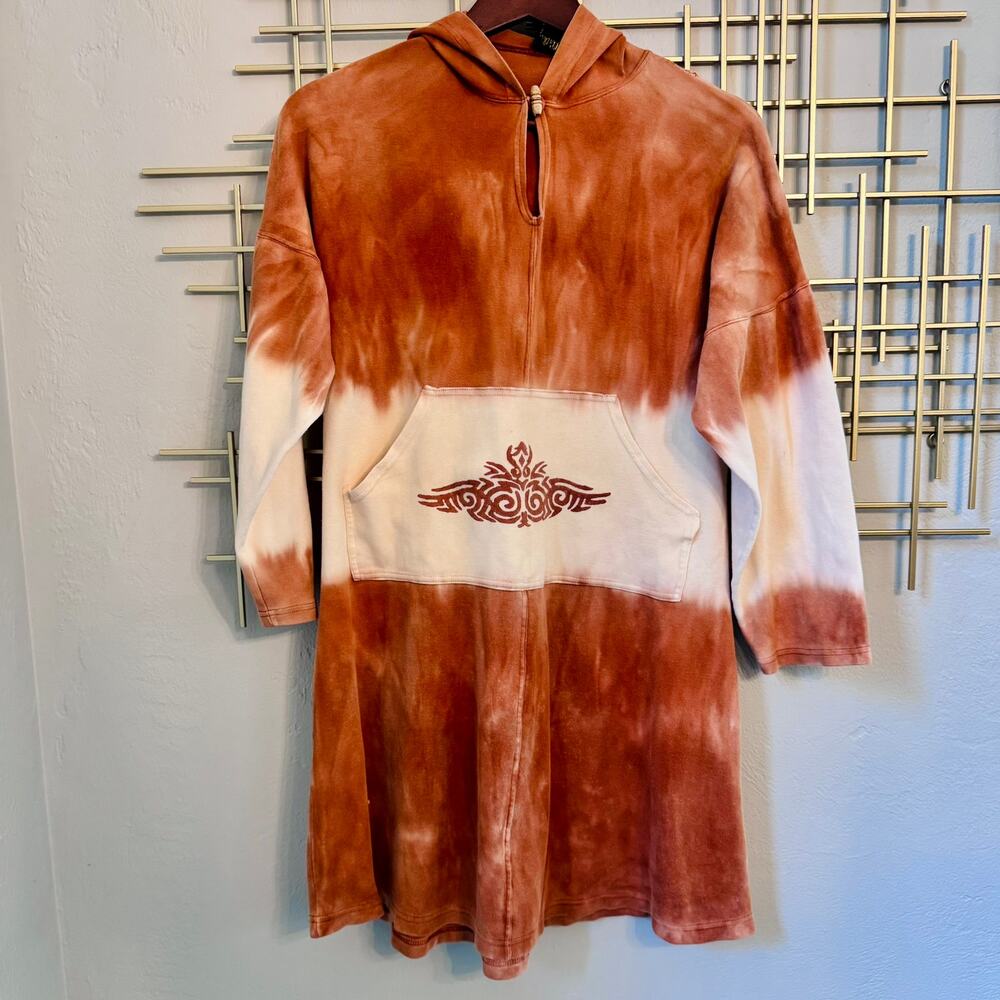 Vintage Jordash Tie Dye Hoodie Dress Boho Festival Distressed XL